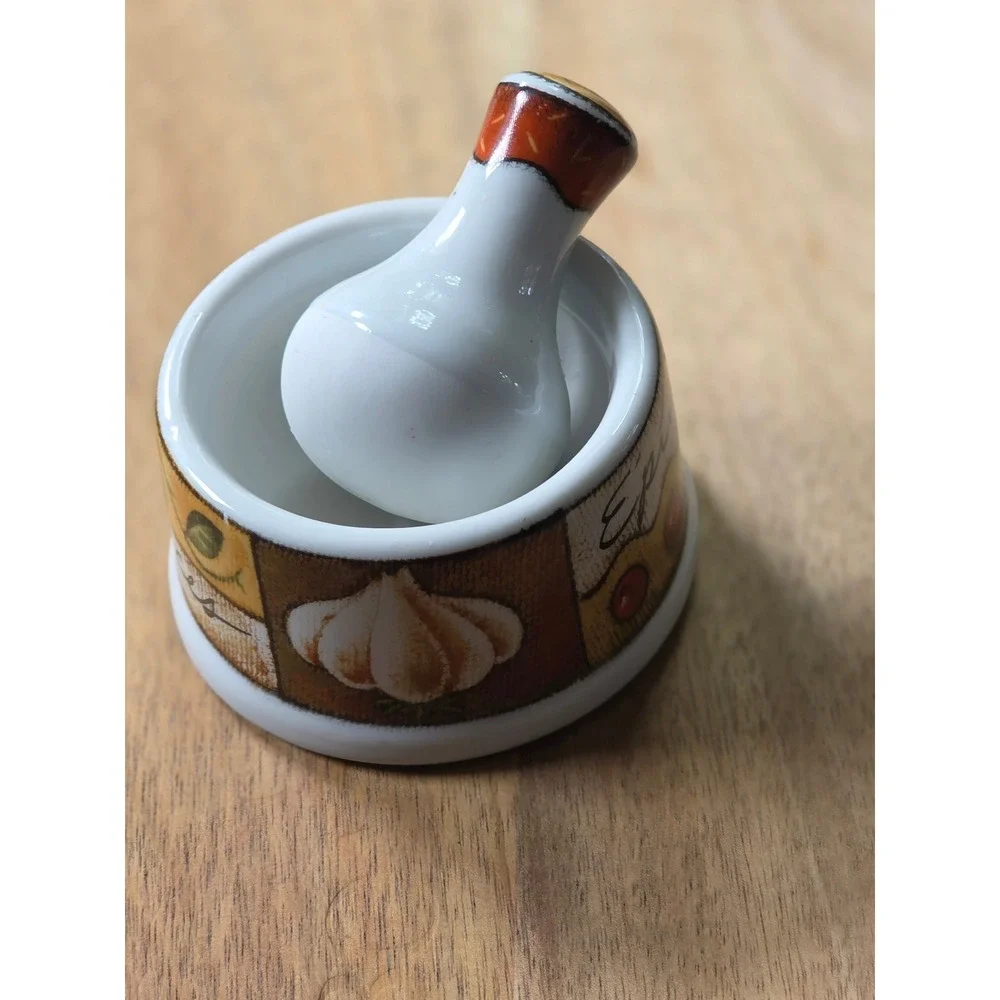 Ceramic Mini Mortar and Pestle Set Epices French Country Garlic Herb Grinder